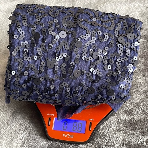 Vintage Max Studio Cowl Neck Sequined Mini Dress size S Navy Blue Prom Party - Picture 11 of 11